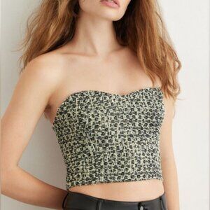 NWT Dynamite Tweed Bustier Mint Strapless Crop Top - Mint Green